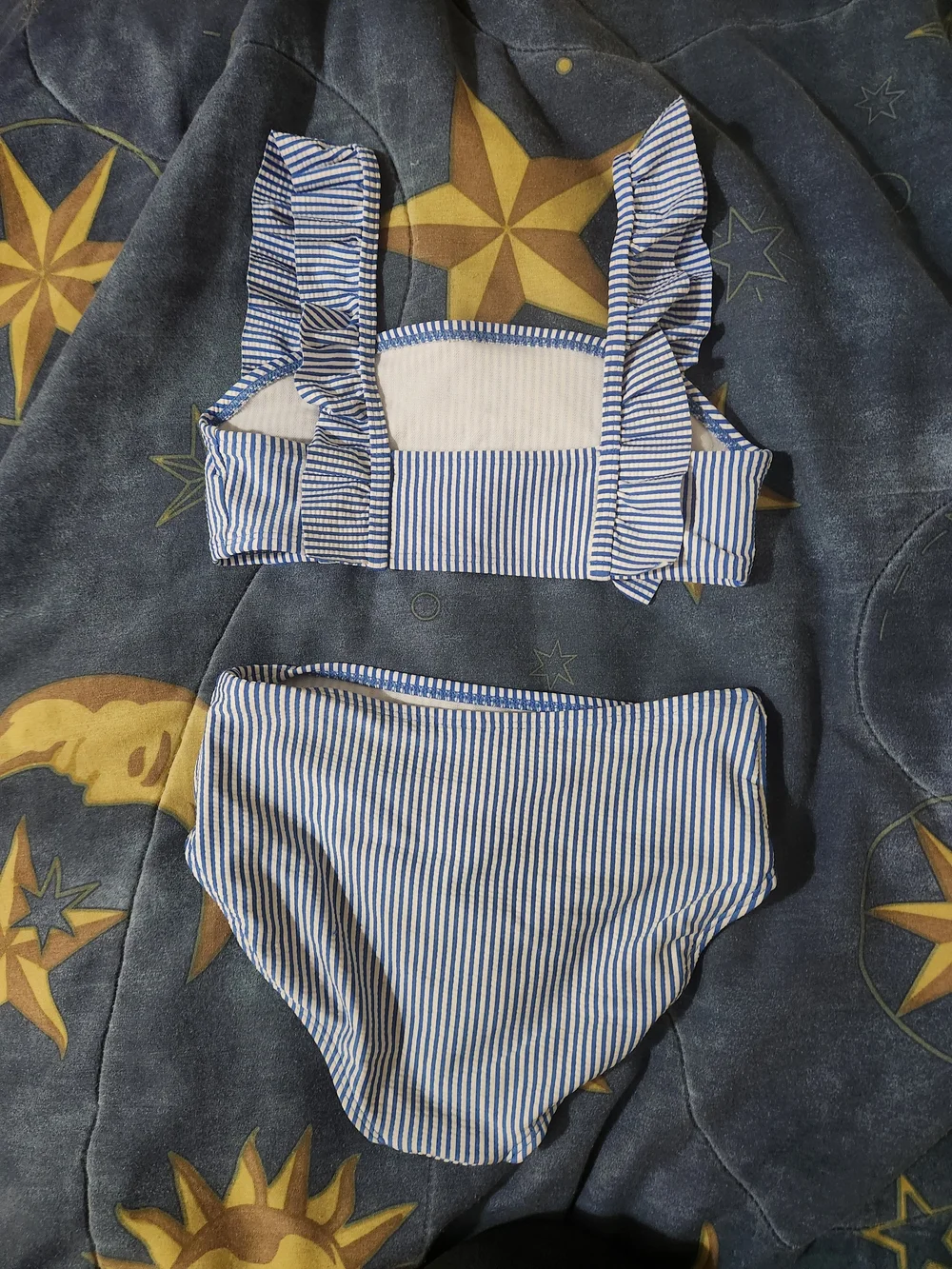Cat & Jack Blue and White Striped Ruffle Strap Bikini